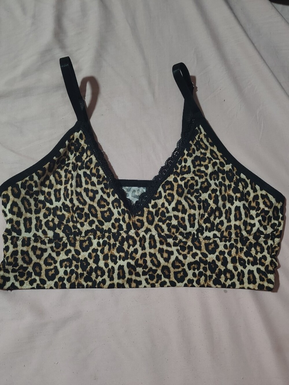 Leopard Print Bralette with Black Trim